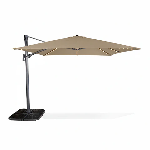 Quitasol Terraza 2.5x2.5 metros con luces Led y base incluida - Oslo