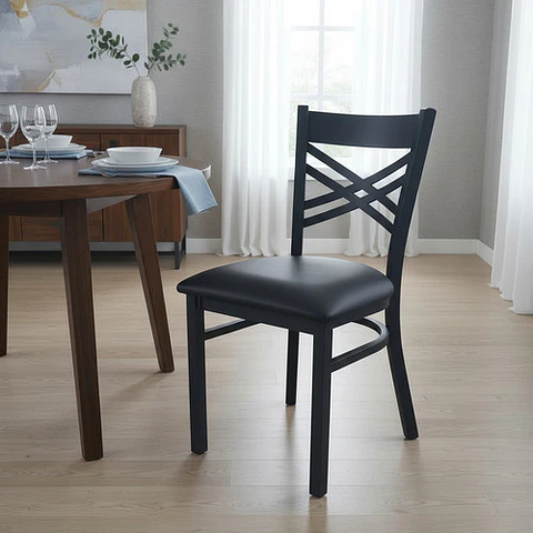 Silla Metal Alaska Tapiz Vinil Negro Bcasual - Pack De 2