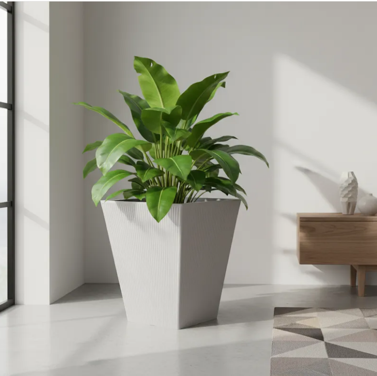 Macetero 55 cm alto x 49 x 30 cm base - Lineas Vertical  1