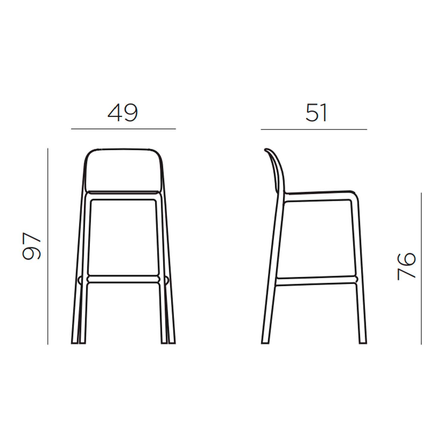 Pack 4 Taburetes Bar - Faro 75 cm – Nardi Italia 5