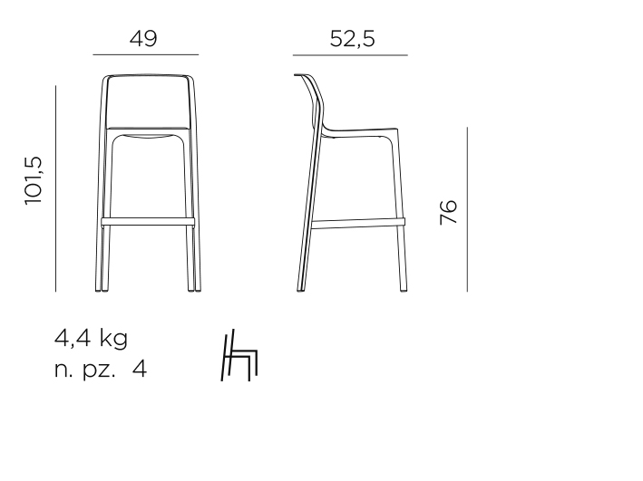 Pack 4 Piso de Bar Net de Nardi | Taburete Italiano 4