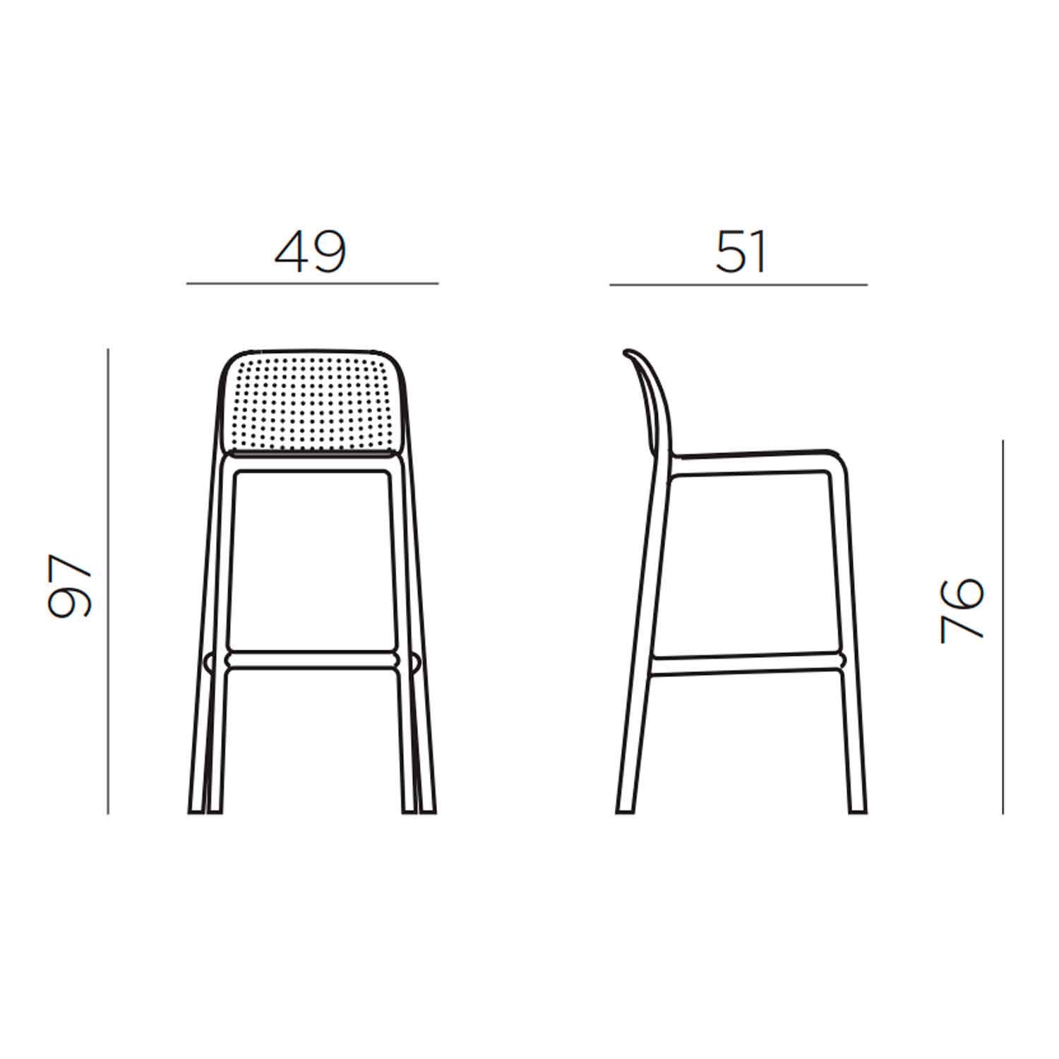 Pack 4 Taburetes de Bar Lido | Diseño Italiano Nardi para Cocina y Terraza 4