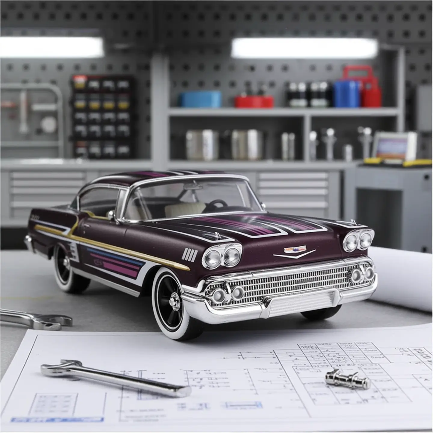 Hot Wheels - 58 Chevy Impala - Rod Squad 8/10 6