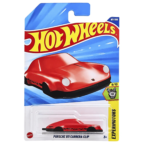 Mattel Hot Wheels - Porsche 911 Carrera Clip -Experimotors 6/10 - Escala 1:64 Auto Juguete de Colección