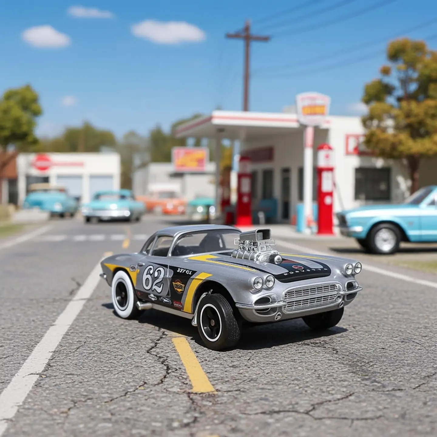Hot Wheels - 62 Corvette Gasser - HW Reverse Rake 4/5 4