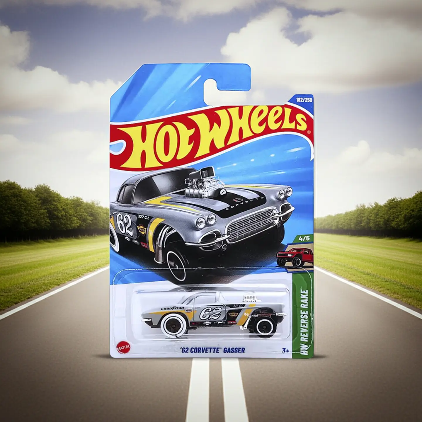 Hot Wheels - 62 Corvette Gasser - HW Reverse Rake 4/5 8