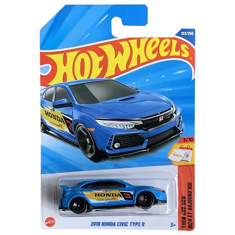 Mattel Hot Wheels - 2018 Honda Civic Type R - Then and Now 3/10 - Escala 1:64 Juguete de Colección