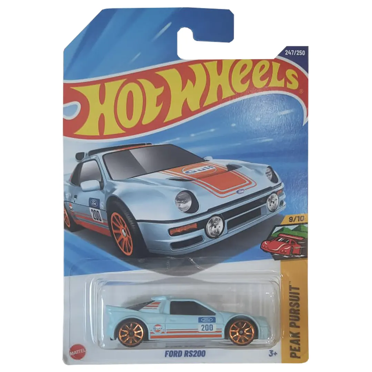 Hot Wheels Ford RS200 - Peak Pursuit 9/10 - Escala 1:64 - Azul/Blanco 1