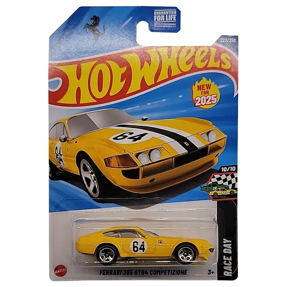 Mattel Hot Wheels - Ferrari 365 GTB4 Competizione - Race Day 10/10 - Escala 1:64 Juguete de Colección 1