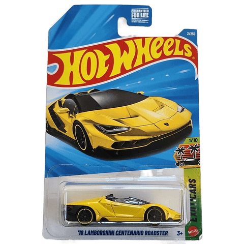 Mattel Hot Wheels - 16 Lamborghini Centenario Roadster Cabriolet Decapotable - Exoticars 1/10 - Escala 1:64 Juguete de Colección