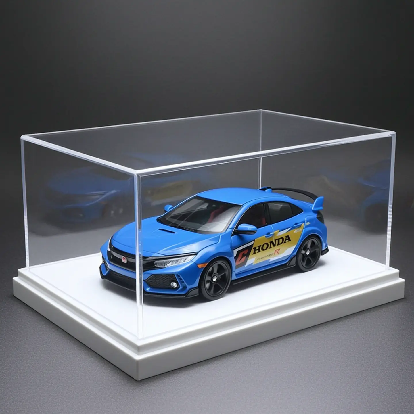 Caja Acrilica Exhibición Autos Escala 1:64 Base 3