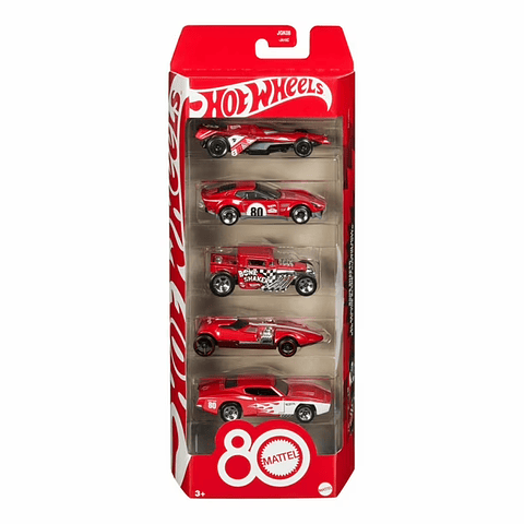 Hot Wheels - Pack Mattel 80 Aniversario 5 Autos