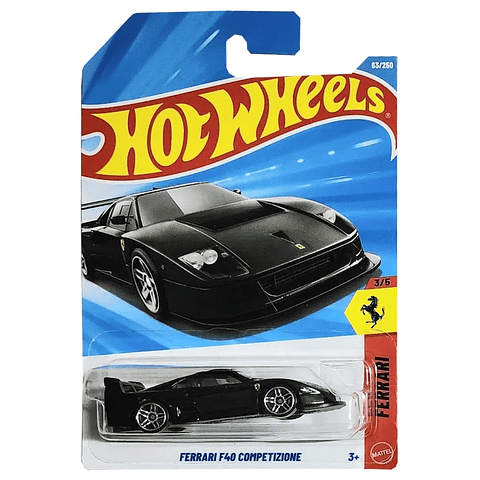 Hot Wheels - Ferrari F40 Competizione - Ferrari 3/5 - Escala 1:64 -  color negro año 2026