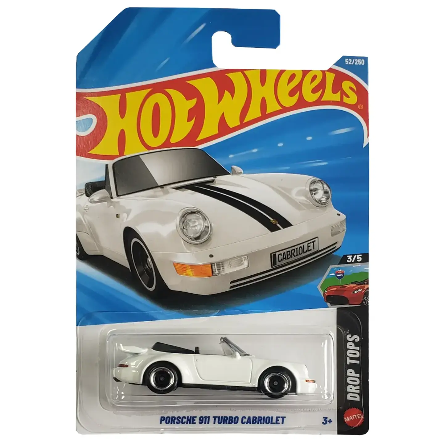 Hot Wheels - Porsche 911 Turbo Cabriolet - Drop Tops 3/5 - Blanco Escala 1:64 Coleccionable 1