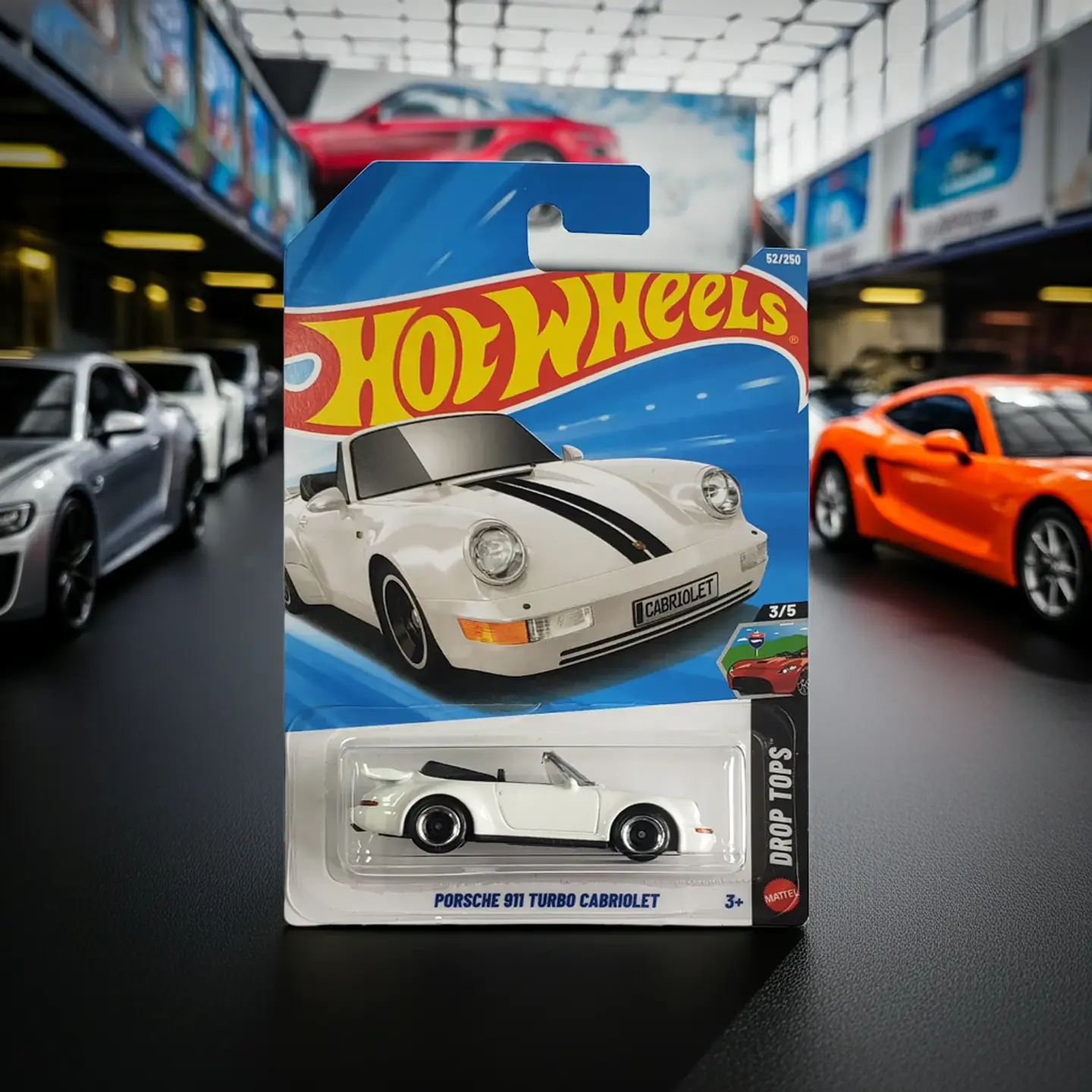 Hot Wheels - Porsche 911 Turbo Cabriolet - Drop Tops 3/5 - Blanco Escala 1:64 Coleccionable 4