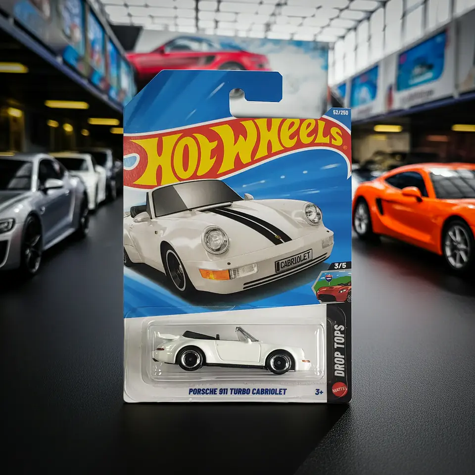 Hot Wheels - Porsche 911 Turbo Cabriolet - Drop Tops 3/5 - Blanco Escala 1:64 Coleccionable 4