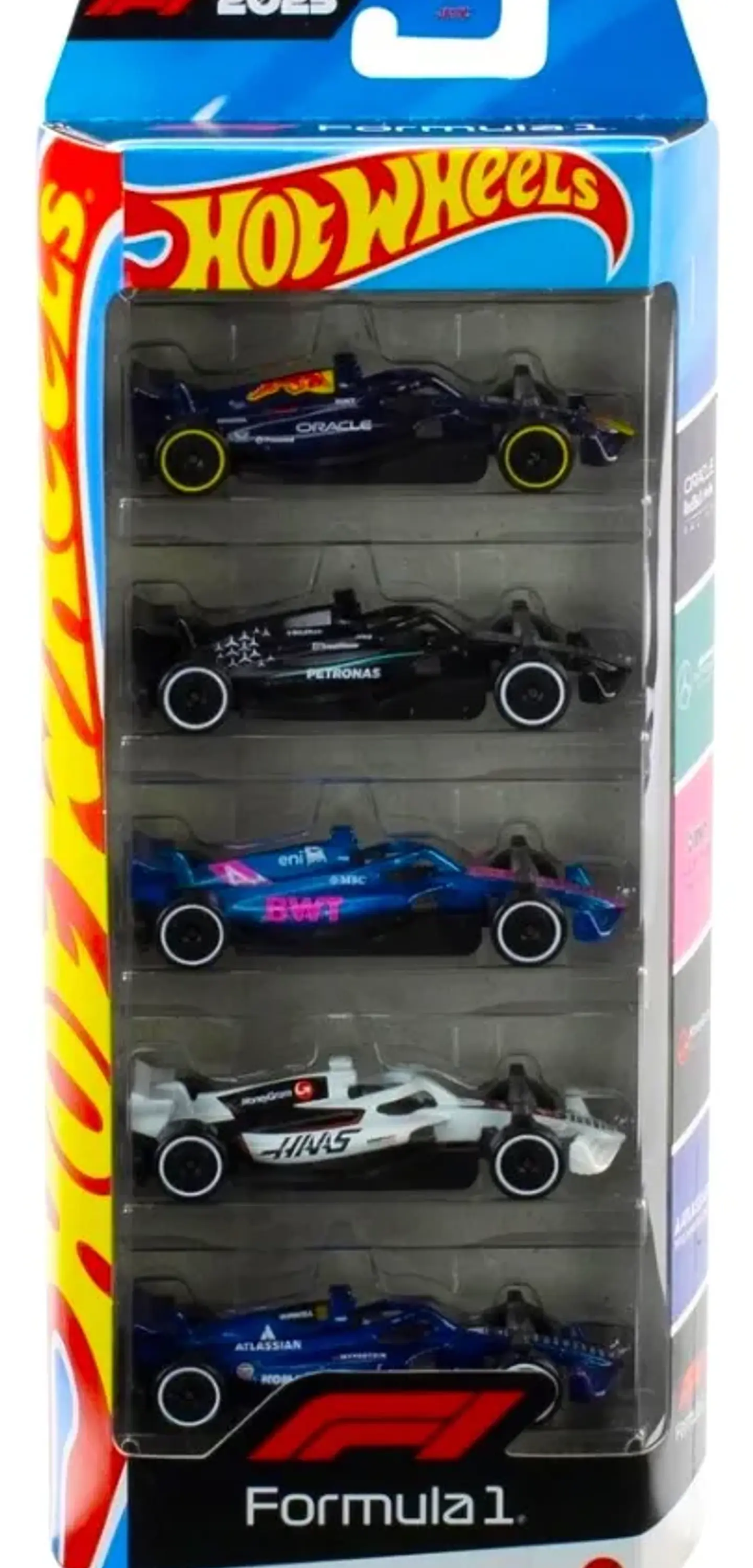 Hot Wheels - Pack 5 Autos Formula 1 Año 2025 F1 - Escala 1:64 2