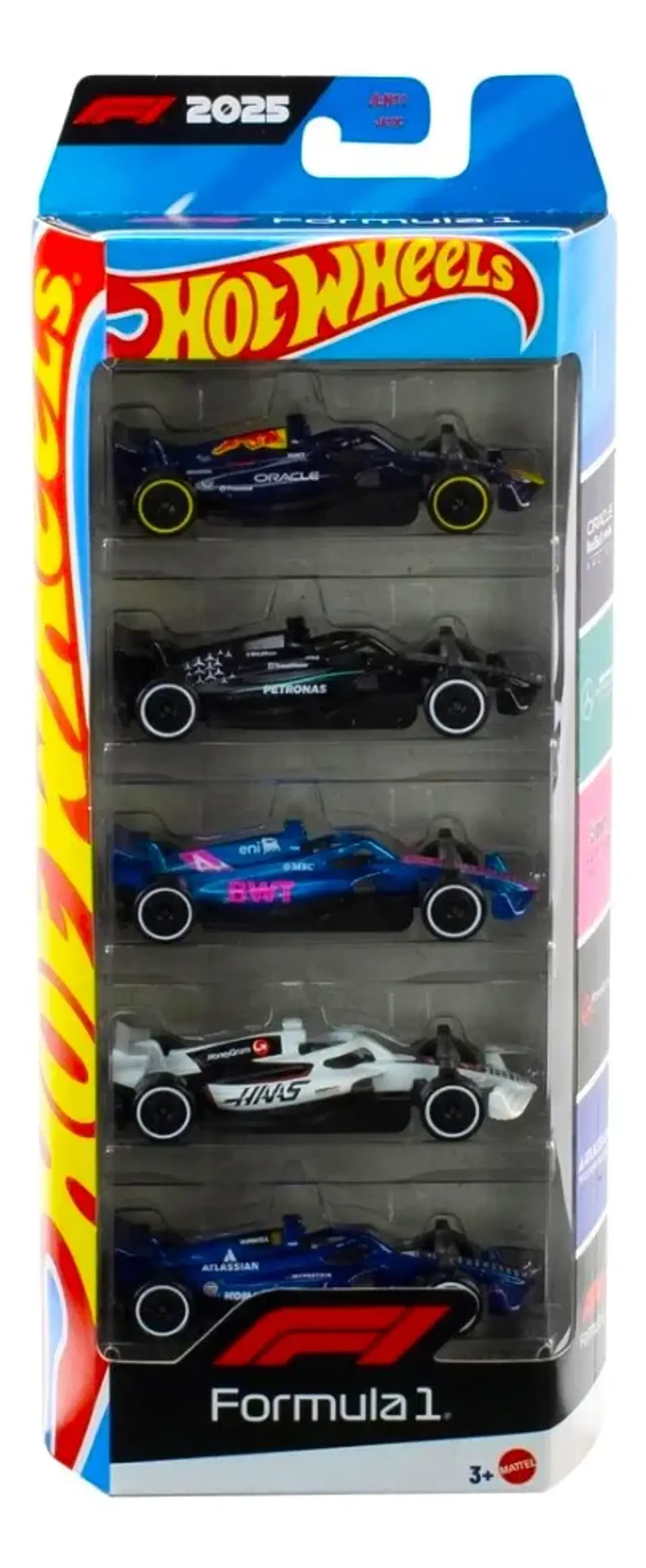 Hot Wheels - Pack 5 Autos Formula 1 Año 2025 F1 - Escala 1:64 2