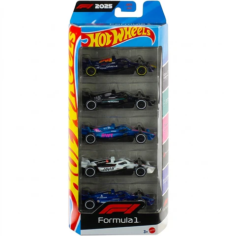 Hot Wheels - Pack 5 Autos Formula 1 Año 2025 F1 - Escala 1:64