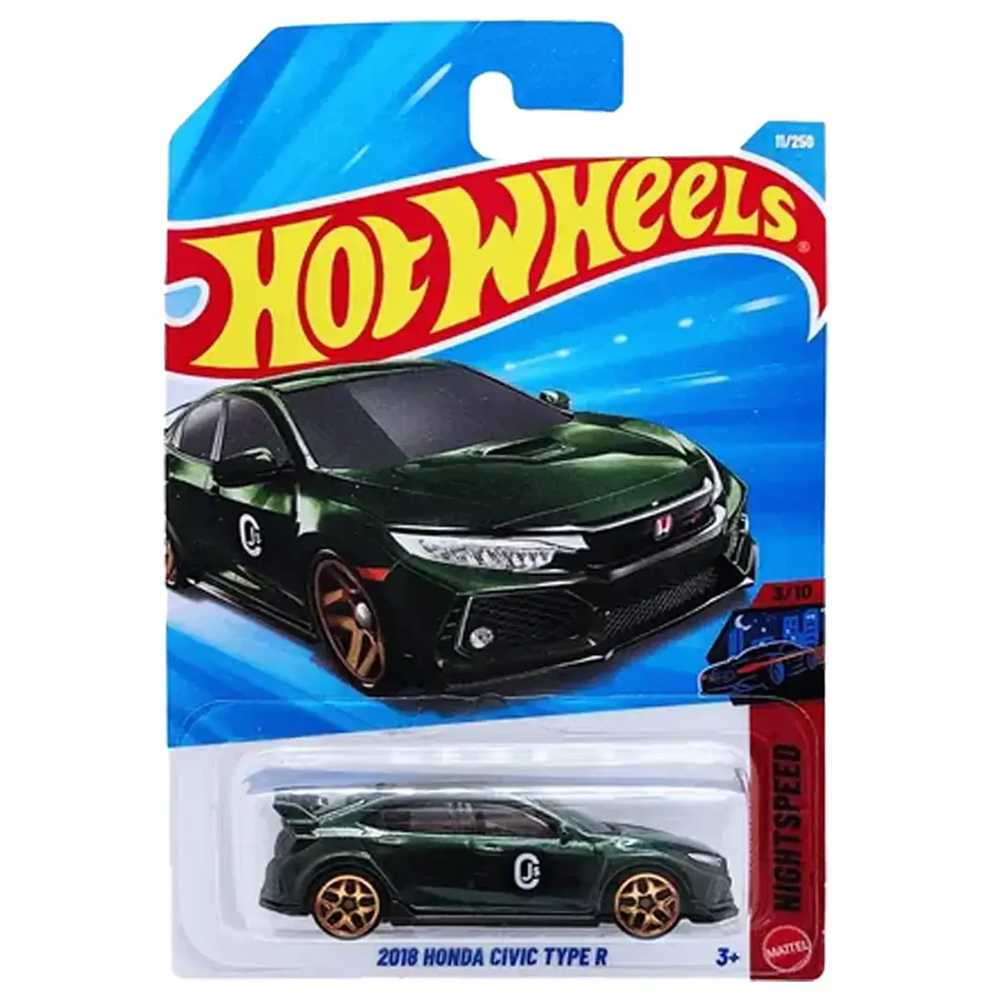 Hot Wheels - 2018 Honda Civic Type R Verde - Nightspeed 3/10 - Escala 1:64 Coleccionable 1