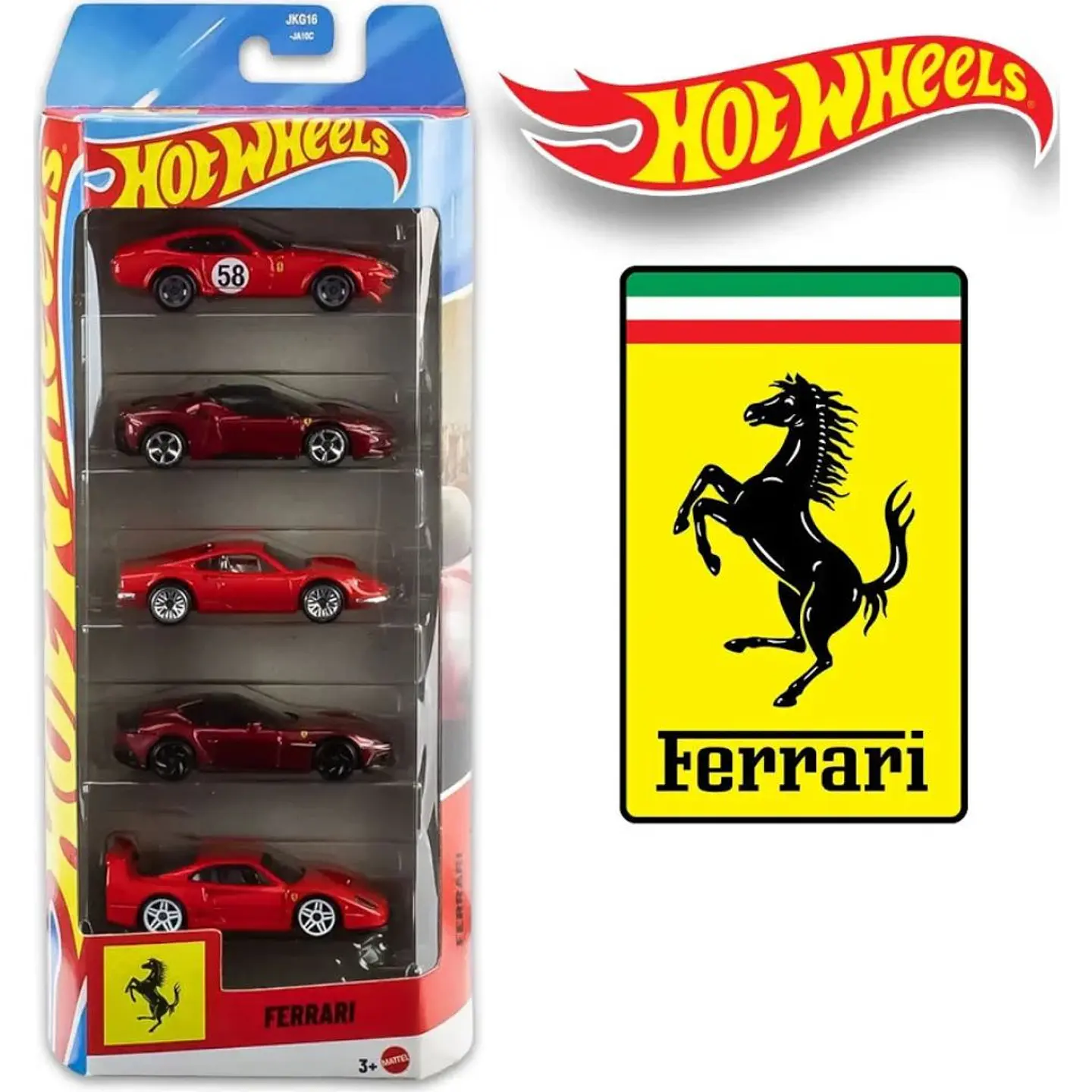 Hot Wheels - Pack 5 Autos Ferrari - Escala 1:64 Coleccionable 1