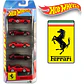 Hot Wheels - Pack 5 Autos Ferrari - Escala 1:64 Coleccionable - Miniatura 1