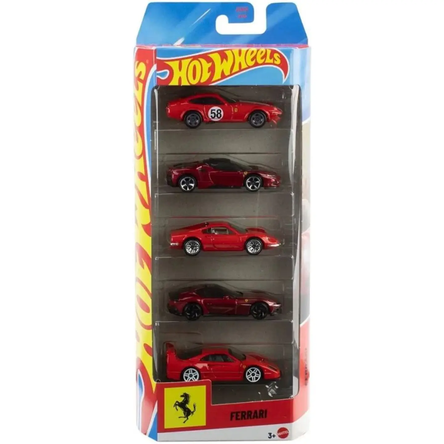 Hot Wheels - Pack 5 Autos Ferrari - Escala 1:64 Coleccionable 2
