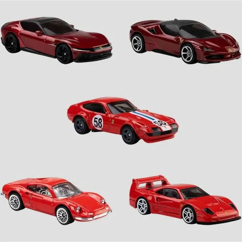 Hot Wheels - Pack 5 Autos Ferrari - Escala 1:64 Coleccionable 4