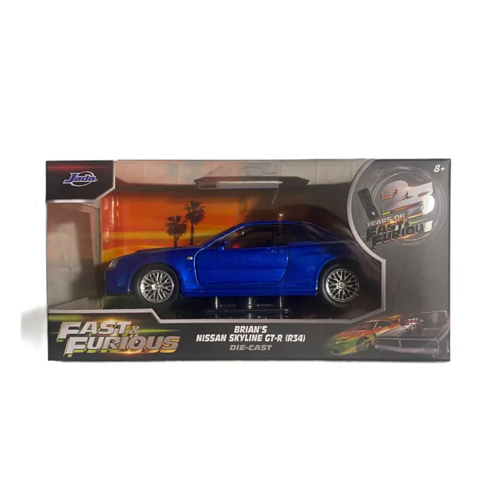 Jada - Brian's Nissan Skyline GT-R (R34) - 25 Años Rápidos y Furiosos - Escala 1:32 Coleccionable 1