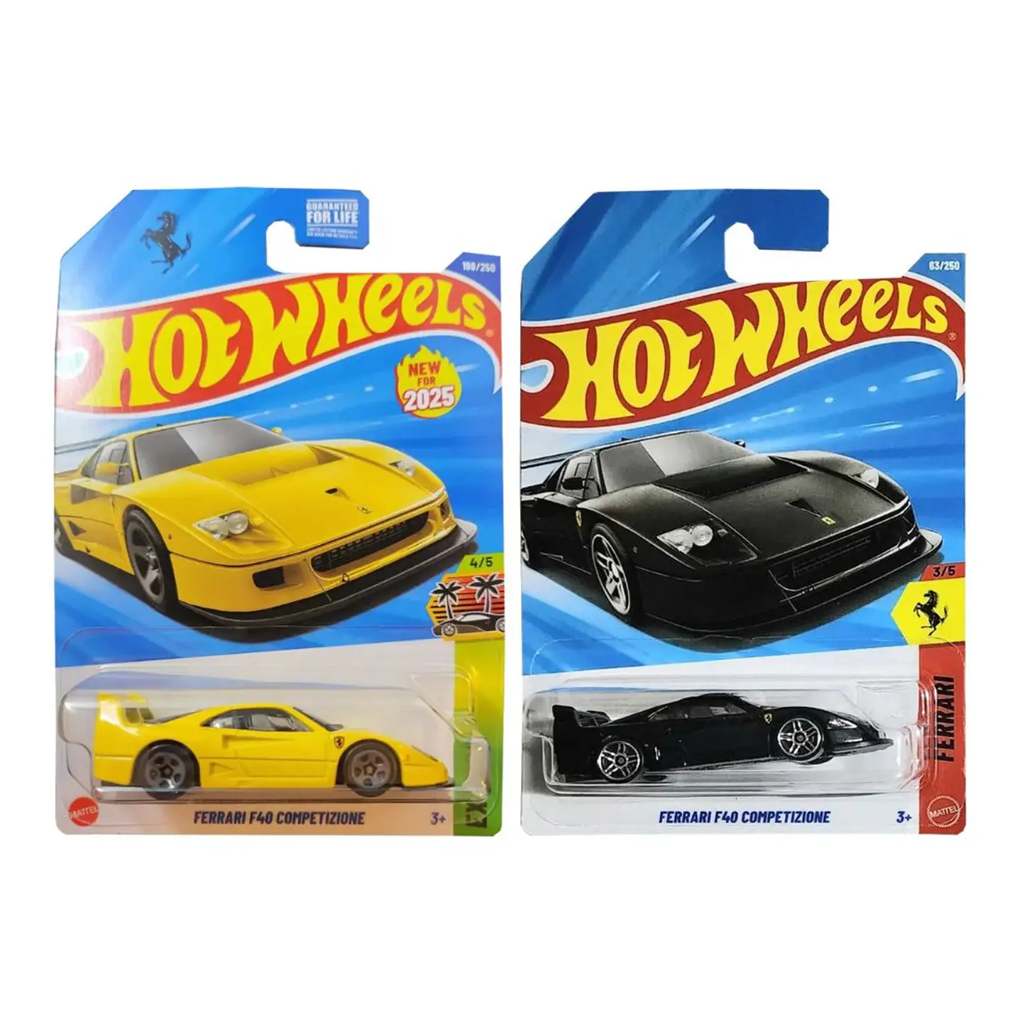 Pack Oferta 2 Hot Wheels - Ferrari F40 Competizione - Amarillo y Negro - Escala 1:64 1
