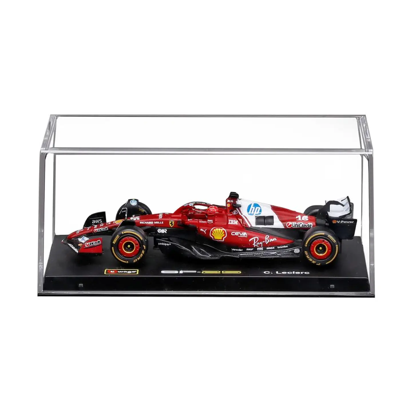Bburago - Fórmula 1 Ferrari SF-25 - C. Leclerc - Caja Acrilica - Escala 1:43 1
