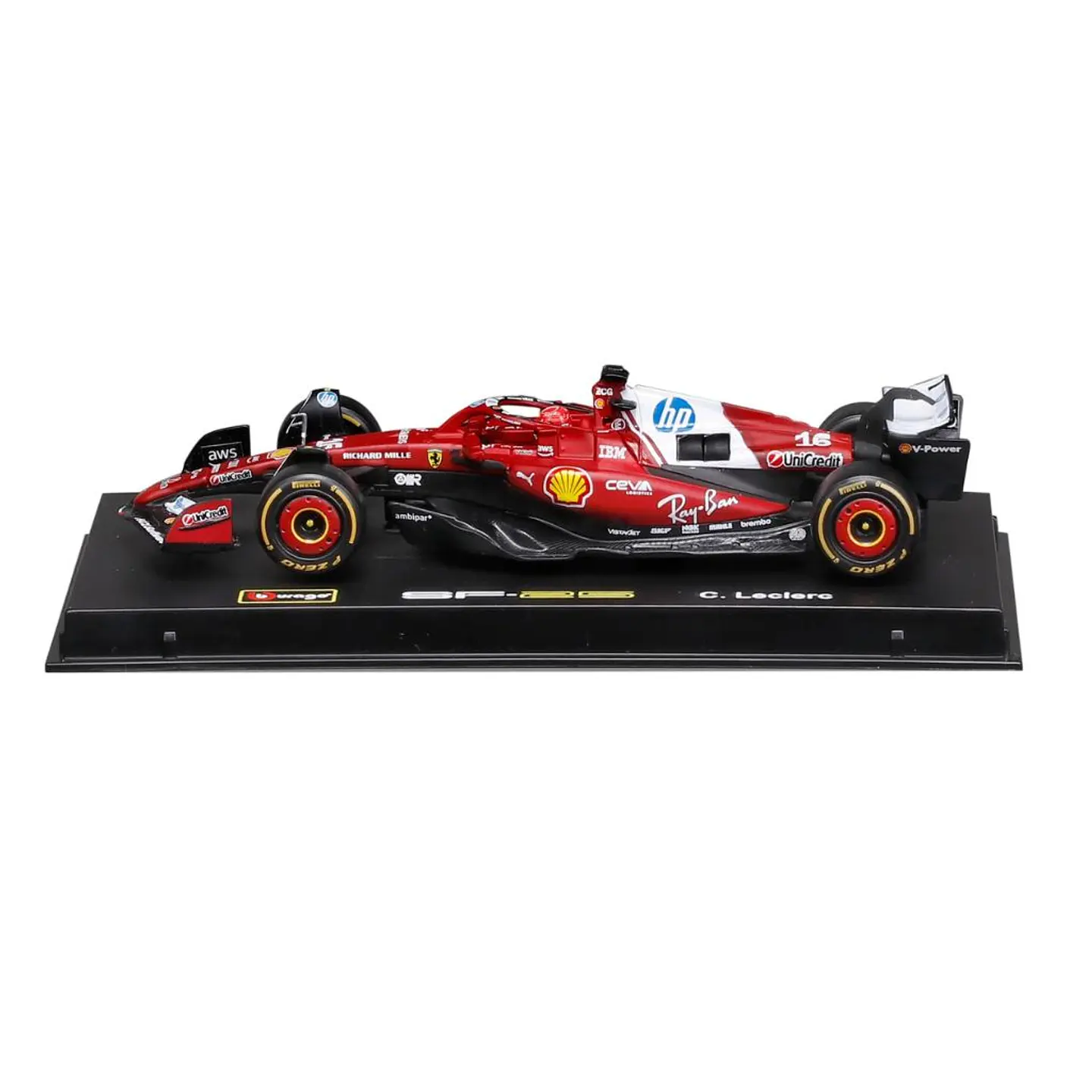 Bburago - Fórmula 1 Ferrari SF-25 - C. Leclerc - Caja Acrilica - Escala 1:43 2