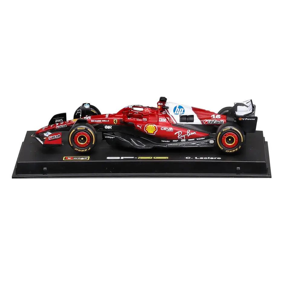 Bburago - Fórmula 1 Ferrari SF-25 - C. Leclerc - Caja Acrilica - Escala 1:43 2