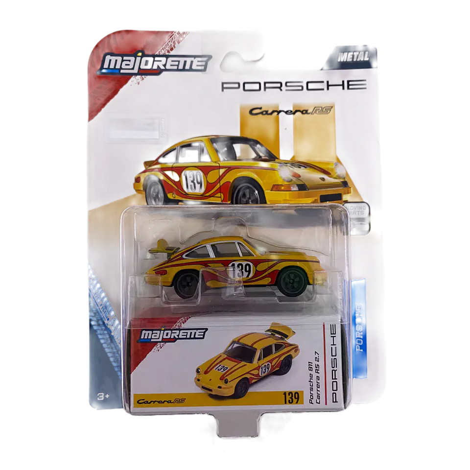 Majorette - Porsche 911 Carrera RS 2.7 Amarillo - Metal Premium Deluxe Cars- Escala 1:64 1