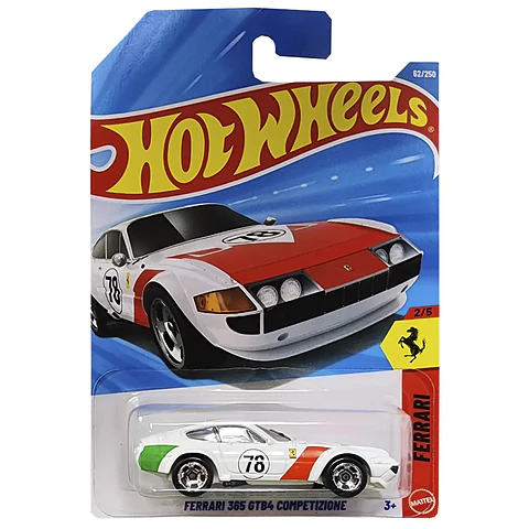 Hot Wheels - Ferrari 365 GTB4 Competizione - Ferrari 2/5 - Escala 1:64 Verde Rojo