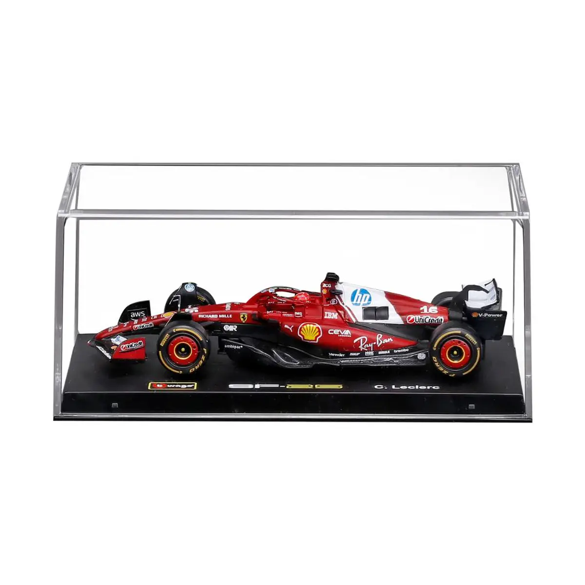 Bburago - Fórmula 1 Ferrari SF-25 - C. Leclerc - Caja Acrilica - Escala 1:43
