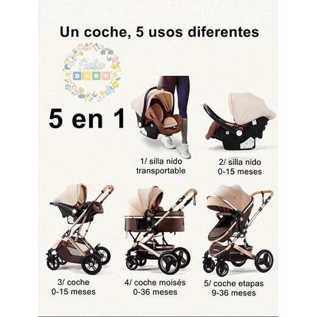 Coche Belecoo 5 en 1 Gris