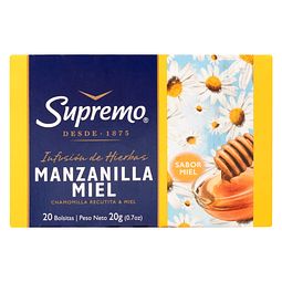 Té manzanilla miel Supremo 20 bolsas.