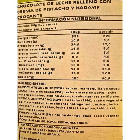 CHOCOLATE DUBAI ORIGINAL 100 GRS