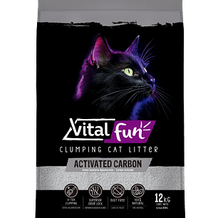 Vitalfun Clumping Cat Litter CARBÓN ACTIVADO 12KG