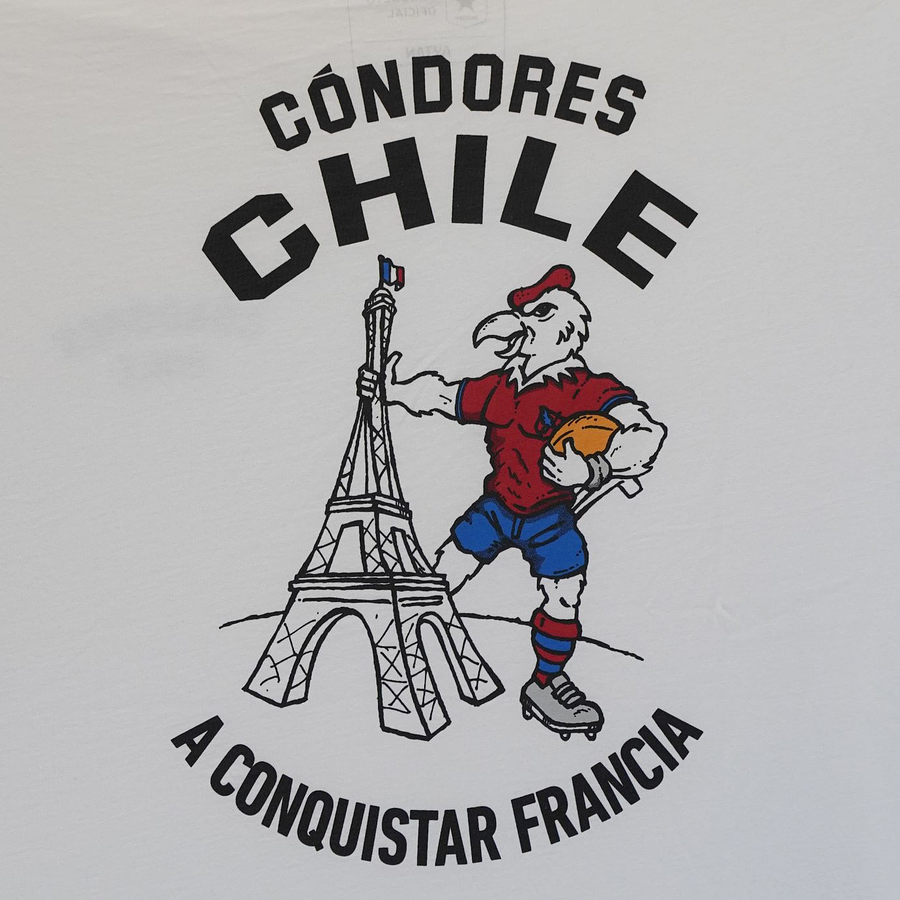 Polera Urbana Cóndores Caricatura Francia Niños BLANCA