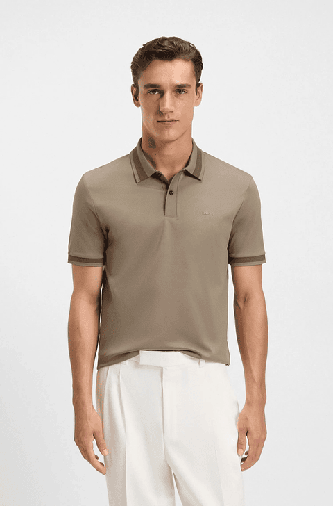 POLO SLIM FIT DE ALGODÓN MERCERIZADO CON DETALLES ESTRUCTURADOS POLO SLIM FIT HOMBRE