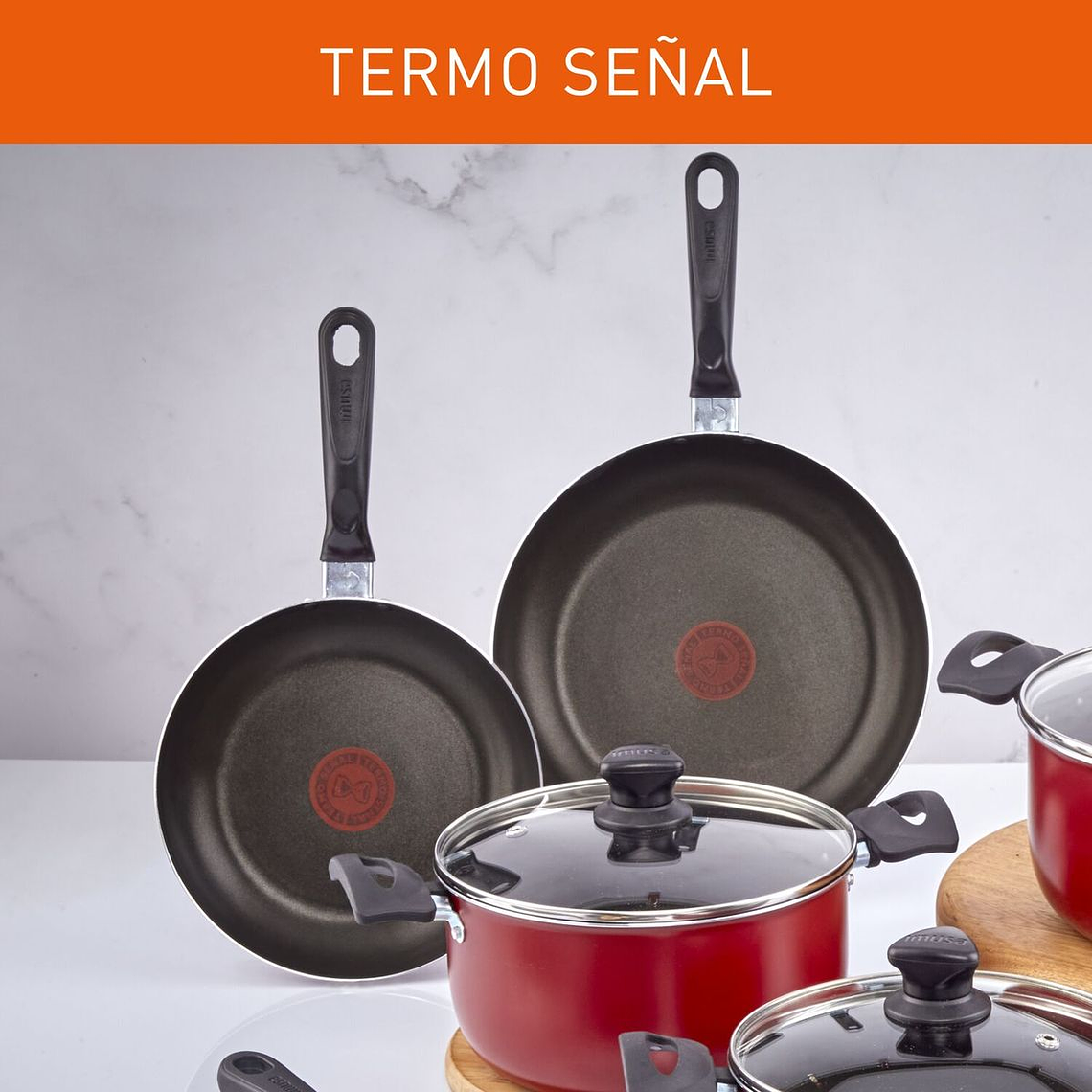 Batería de cocina IMUSA COLORS 11 piezas Rojo con Tapa de Vidrio 3