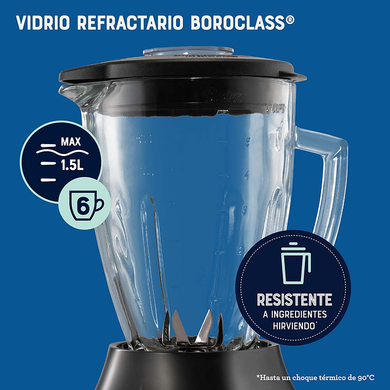 Oster® Licuadora con Tecnología Reversible, Vaso de Vidrio, Negro 2
