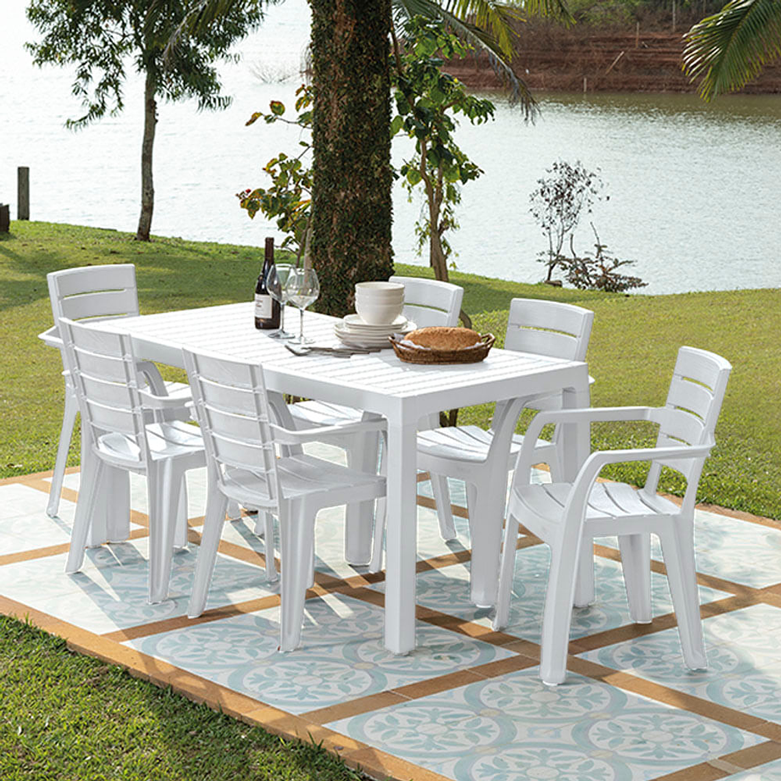 Combo Comedor Familiar Barú (1 Mesa + 6 Sillas Con Brazos) 2