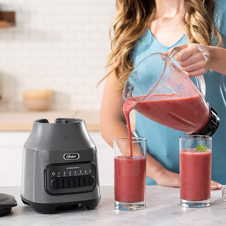 Oster® Licuadora, 6 velocidades más Pulso, Vaso de Vidrio, 1.5 Lt, 800 W, Gris 6