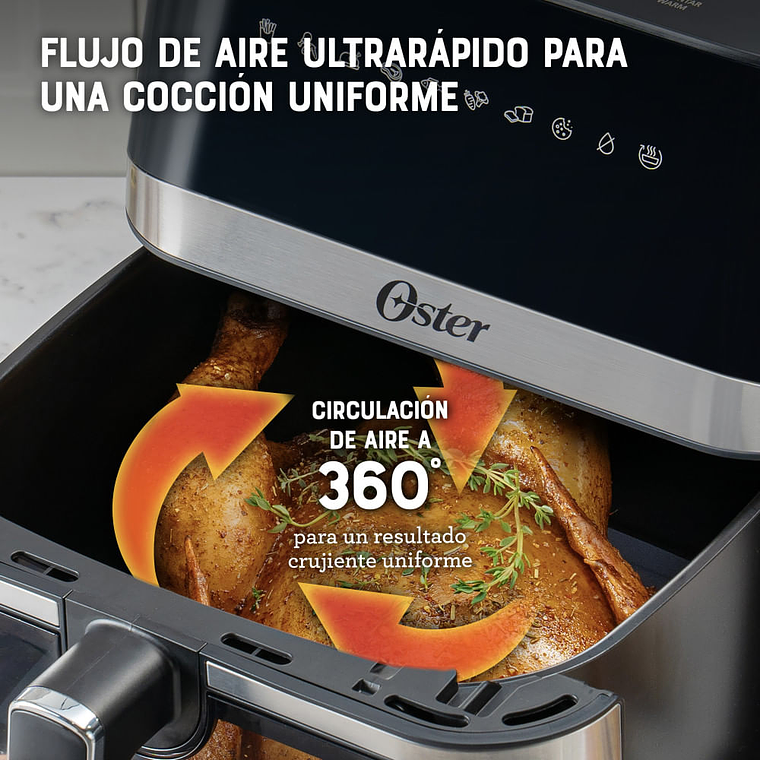 Oster® Freidora de Aire Digital, 7.5L de Capacidad Recubrimiento Oster® 8