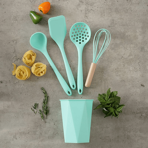 SET X4 UTENSILIOS MAS BASE UNIVERSAL VERDE MENTA