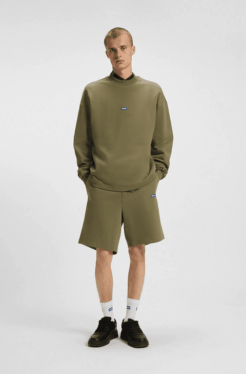 SHORTS DE FELPA DE ALGODÓN CON PARCHE DE LOGO SHORTS REGULAR FIT HOMBRE