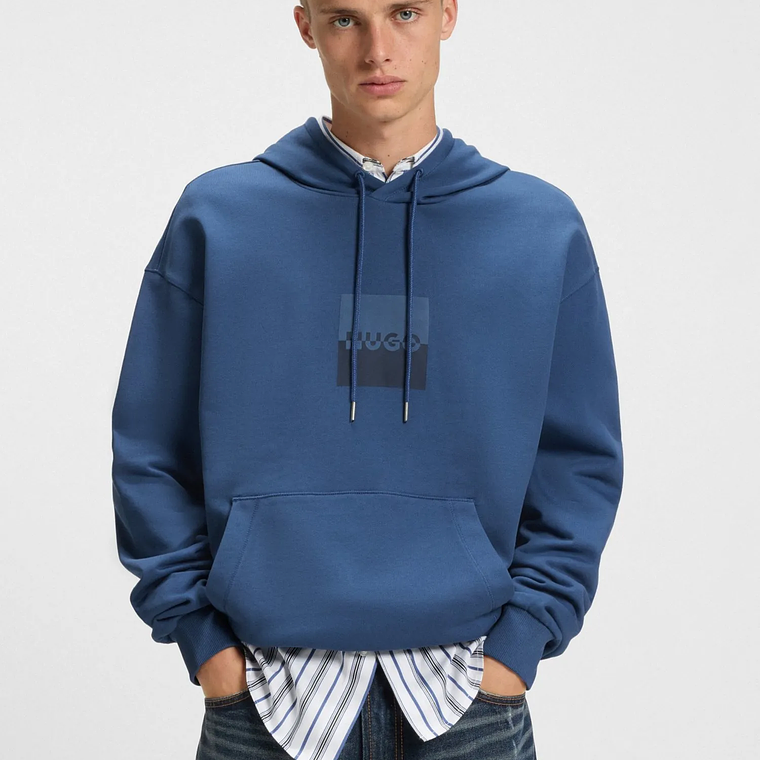 SUDADERA CON CAPUCHA RELAXED FIT DE FELPA DE ALGODÓN CON LOGO EN DOS PARTES SUDADERA RELAXED FIT HOMBRE 3